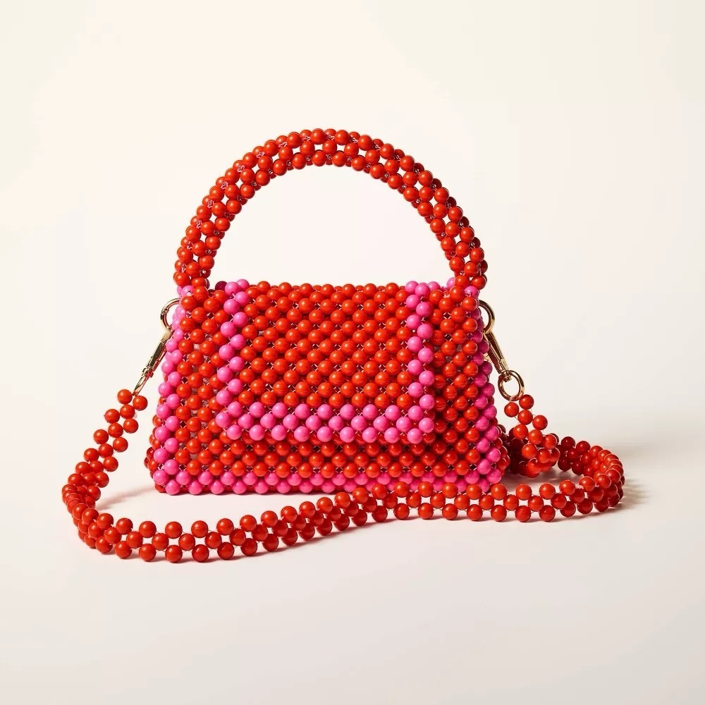 Kate Spade New York x Target Red/Pink Colorblock Beaded Crossbody Bag